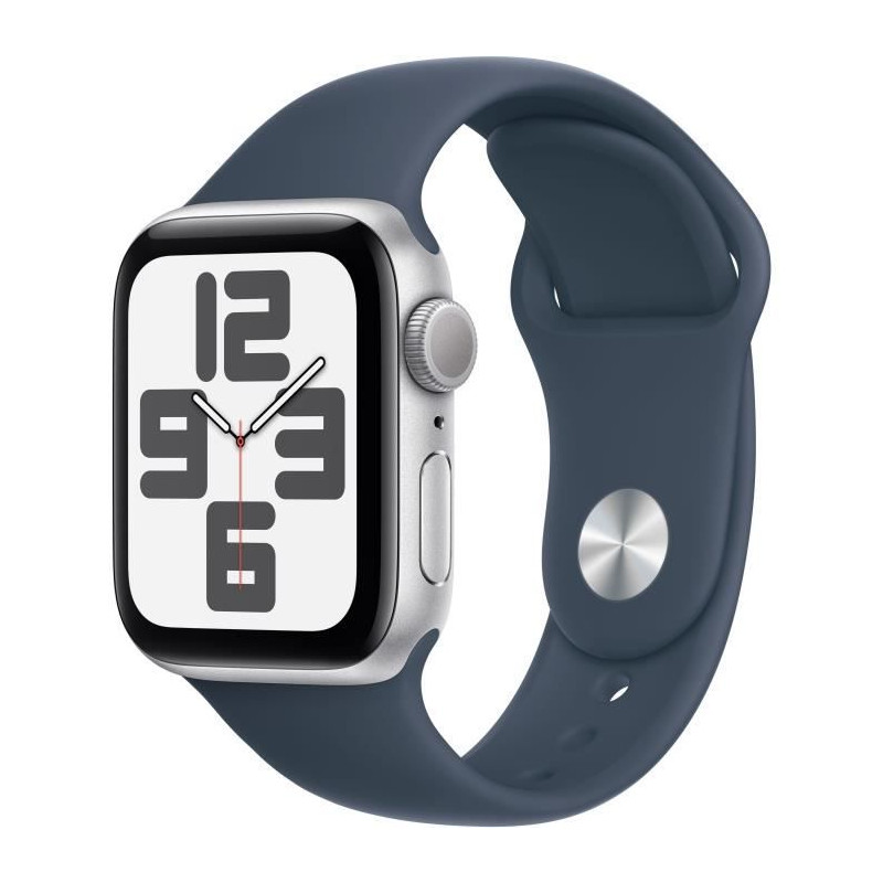 Apple Watch SE GPS - 40mm - Boîtier Silver Aluminium - Bracelet Storm Blue Sport Band - S/M