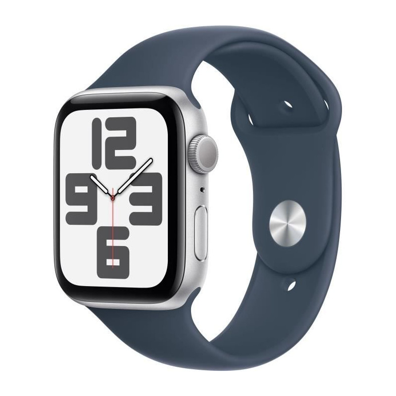 Apple Watch SE GPS - 44mm - Boîtier Silver Aluminium - Bracelet Storm Blue Sport Band - S/M