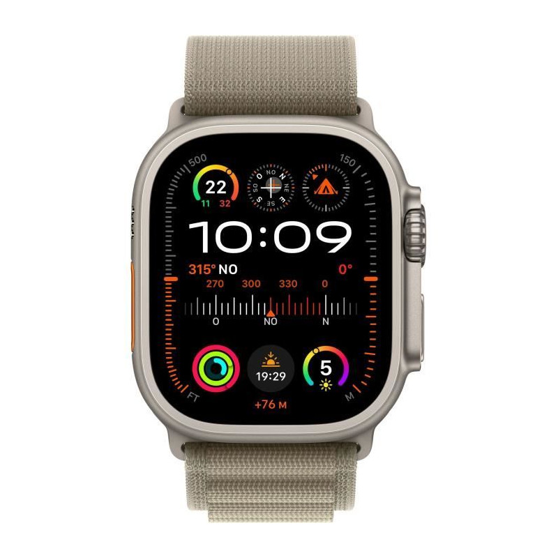 Apple Watch Ultra 2 GPS + Cellular- 49mm - Boîtier Titanium - Bracelet Olive Alpine Loop - Medium