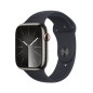 Apple Watch Series 9 GPS + Cellular, boîtier en acier inoxydable graphite de 45 mm, bracelet sport minuit S M