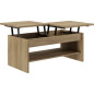 Table Basse ELSA - 2 plateaux relevables - Décor chene - L 100 x P 50 x H 44 cm