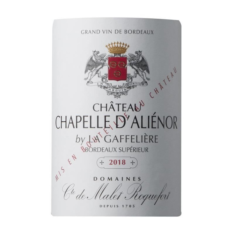 Château Chapelle d'Aliénor 2018 Bordeaux Supérieur Grand Cru - Vin rouge du Sud-Ouest