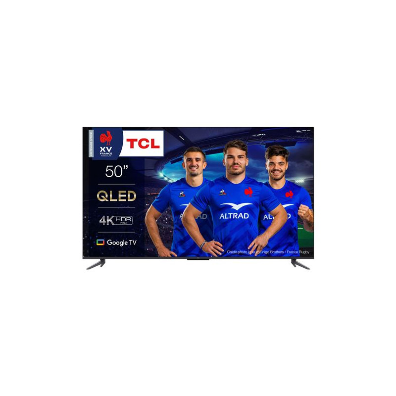 TV QLED TCL 50C647 127 cm 4K UHD Google TV 2023 Aluminium brossé