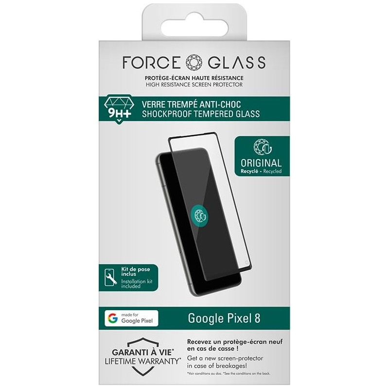Protection d écran Forceglass 2.5D Original pour Google Pixel 8 Transparent
