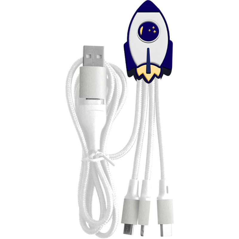 Câble téléphone portable Yello koko Andy USB A vers USB C Micro Light 15 cm Fusée Blanc