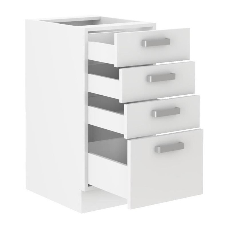 ATLAS Meuble bas 4 tiroirs - Décor blanc - L40cm - Vendu sans plan de travail