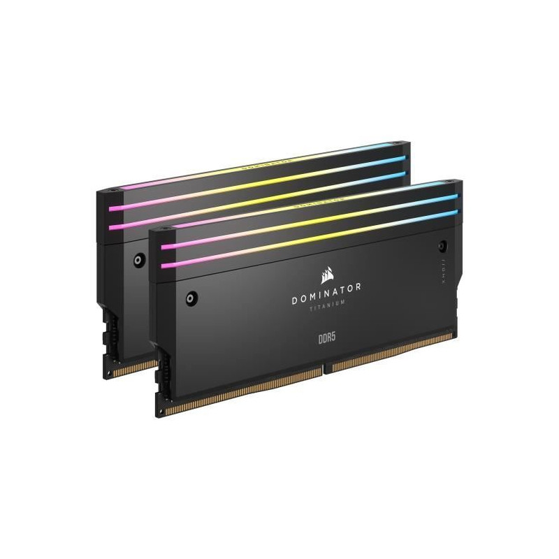 Mémoire RAM - CORSAIR - Dominator Titanium RGB DDR5 - 32GB 2x16GB DIMM - 7000MT/s - Intel XMP 3.0 - 1.45V - Noir (CMP32GX5M2X70
