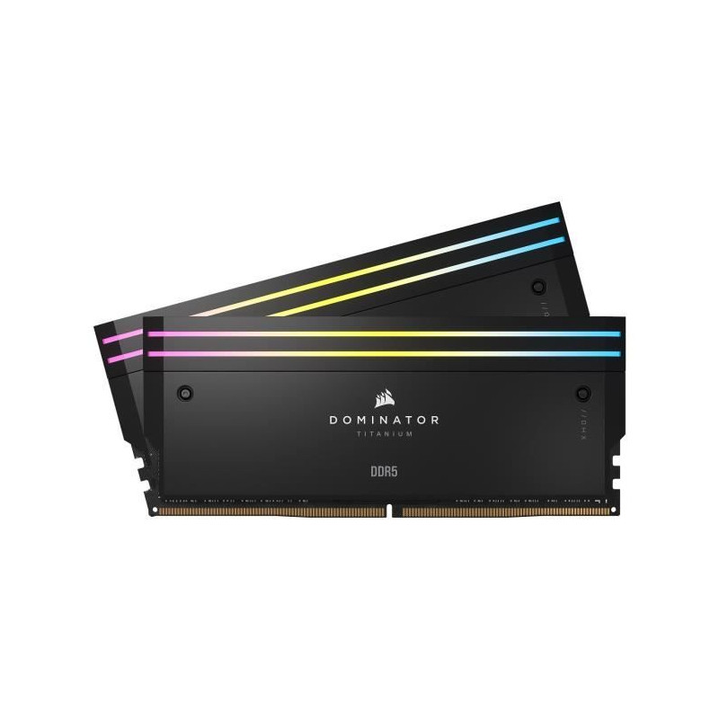Mémoire RAM - CORSAIR - Dominator Titanium RGB DDR5 - 32GB 2x16GB DIMM - 6400MT/s - Intel XMP 3.0 - 1.40V - Noir (CMP32GX5M2B64