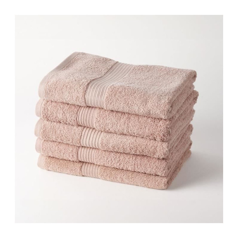 TODAY Essential - Lot de 5 draps de bain 70x130 cm 100% Coton coloris rose