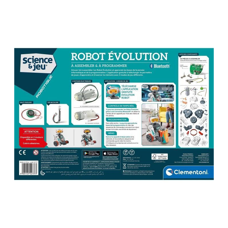 Clementoni - Robot Évolution 2.0 a assembler et programmer - 4 modes de jeu - Fabriqué en Italie