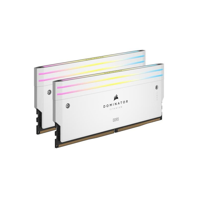 Mémoire RAM - CORSAIR - Dominator Titanium RGB DDR5 - 32GB 2x16GB DIMM - 6400MT/s - Intel XMP 3.0 - 1.40V - Blanc (CMP32GX5M2B6