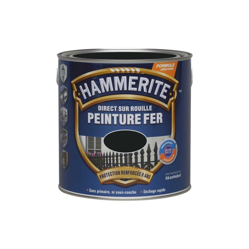 HAMMERITE HAMMERITE FER MAT LAQUE 2.5L NOIR FERR HAMMERITE - 5093643
