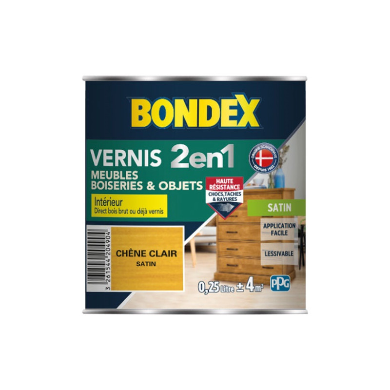 VERNIS CHENE CLAIR SATIN 250ML BONDEX - 420490