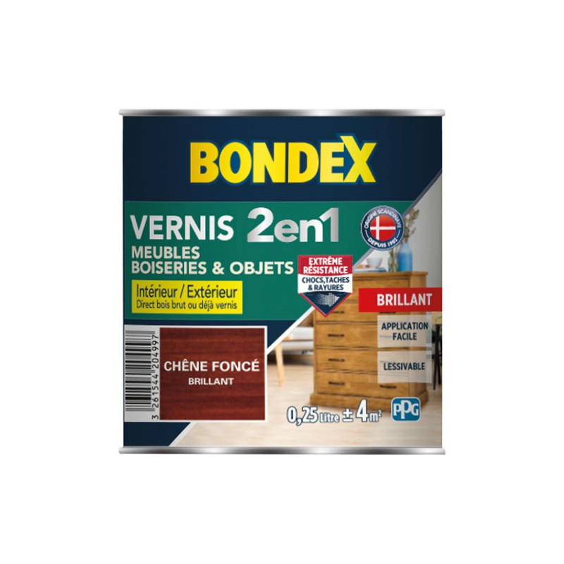 VERNIS CHENE FONCE BRILLANT 250ML BONDEX - 420499