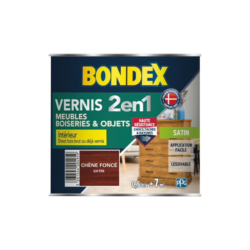 VERNIS CHENE FONCE SATIN 500ML BONDEX - 342098