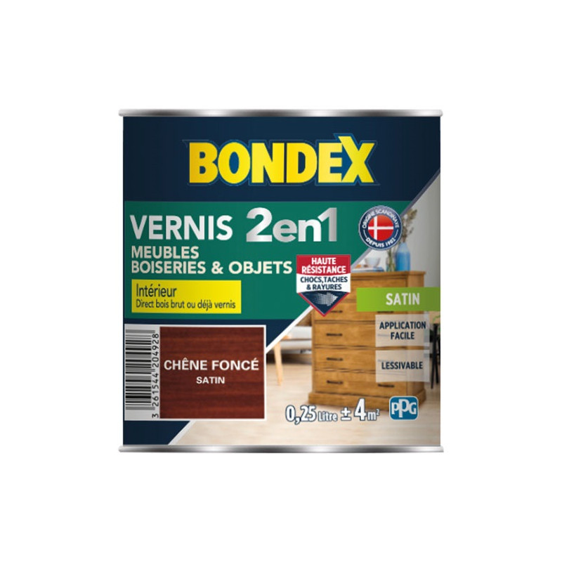 VERNIS CHENE FONCE SATIN 250ML BONDEX - 342088