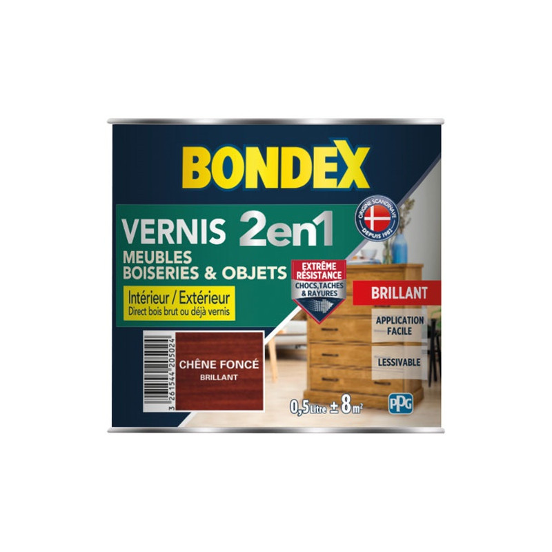 BONDEX VERNIS CHENE FONCE BRILLANT 500ML BONDEX - 342093