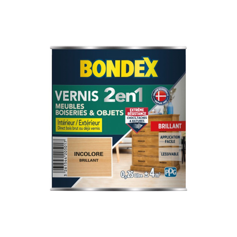 BONDEX VERNIS INCOLORE BRILLANT 250ML BONDEX - 342078