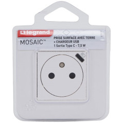 LEGRAND MOSAIC PRISE 2 P+T/CHARG.USB BLC COMPL LEGRAND - 099209