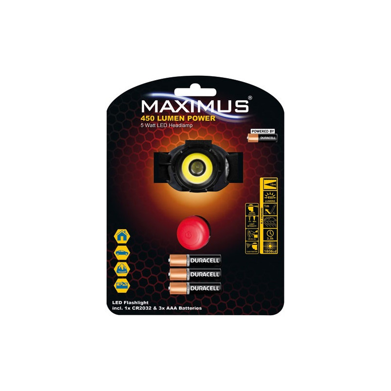 LAMPE TORCHE FRONTALE MAXIMUS450LM 5W MAXIMUS - M-HDL-004-DU