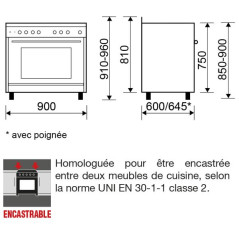 Glem Cuisinière e-Cooker 90 x 60 cm black pearl - Four électrique multifonct GLEM - GE960CVBK2