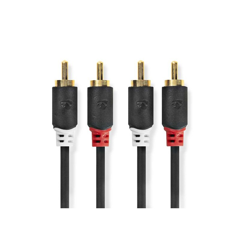 NEDIS Câble audio stéréo | 2x RCA Male | 2x RCA Male | Plaqué or | 0.5 m | Ro NEDIS - CABW24200AT05