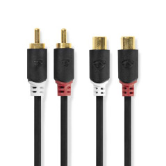 NEDIS Câble audio stéréo | 2x RCA Male | 2x RCA Femelle | Plaqué or | 2.00 m NEDIS - CABW24205AT20