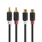 Câble audio stéréo | 2x RCA Male | 2x RCA Femelle | Plaqué or | 2.00 m NEDIS - CABW24205AT20