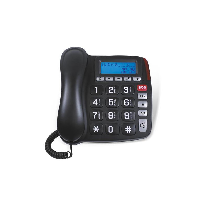 TELEPHONE FILAIRE POUR SENIOR SCHNEIDER - Noir - GMSC525FBLK Code douan SCHNEIDER - GMSC525FBLK
