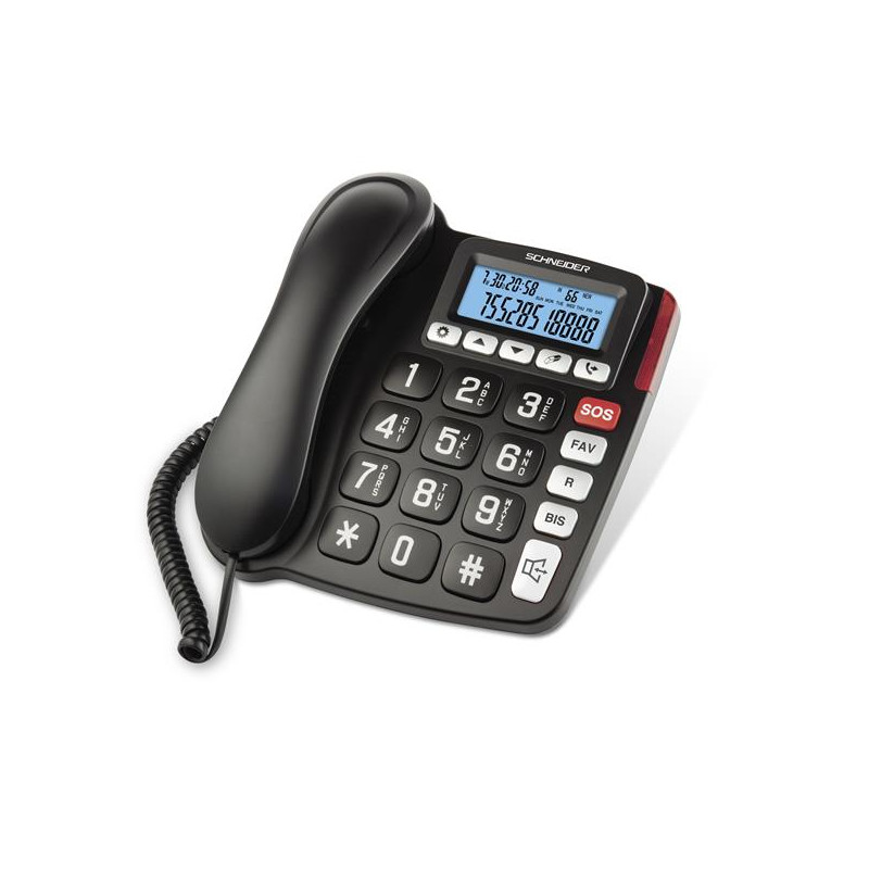 TELEPHONE FILAIRE POUR SENIOR SCHNEIDER - Noir - GMSC525FBLK Code douan SCHNEIDER - GMSC525FBLK