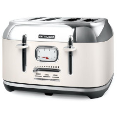 Muse TOASTER 1800W 4 TRANCHES REGLAGE ET INDICATEUR BRUNISSEMLENT CREME INOX MUSE - MS131SC