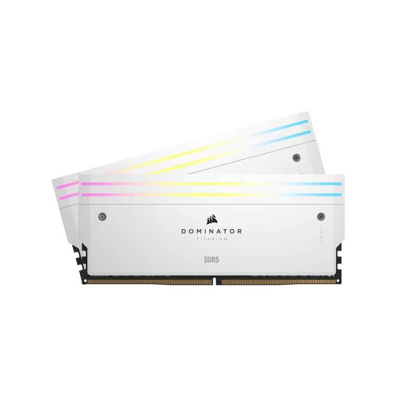 Mémoire RAM - CORSAIR - Dominator Titanium RGB DDR5 - 32GB 2x16GB DIMM - 6000MT/s - Intel XMP 3.0 - 1.40V - Blanc (CMP32GX5M2B6