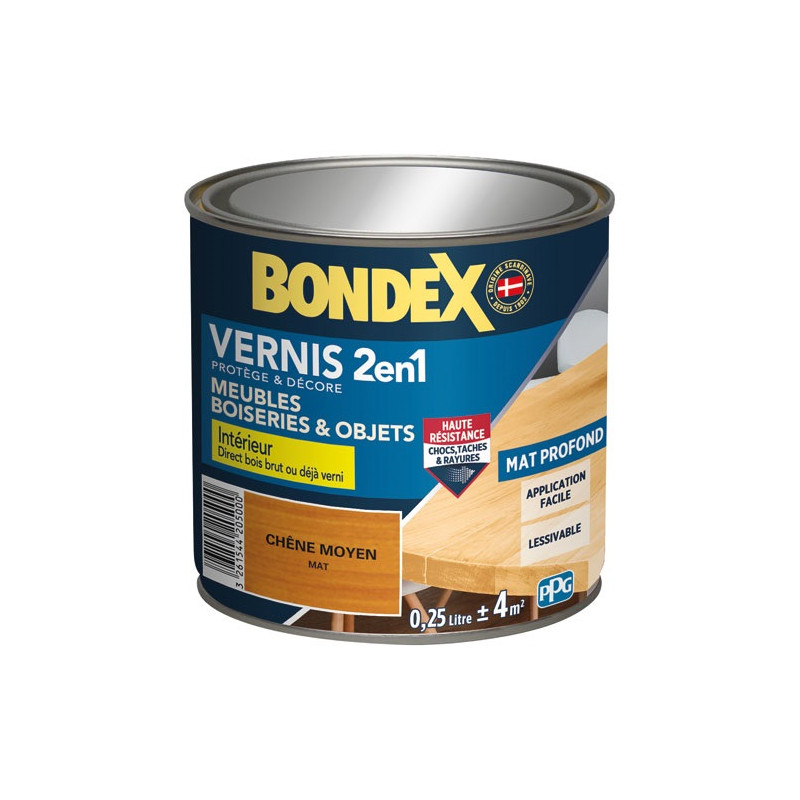 BONDEX VERNIS CHENE MOYEN MAT 250ML BONDEX - 446434
