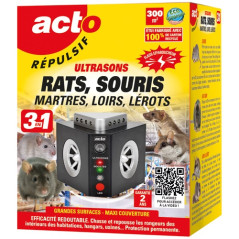ACTO REPULSIF ULTRASON 3 EN 1 RATS SOURIS ACTO - RUS11