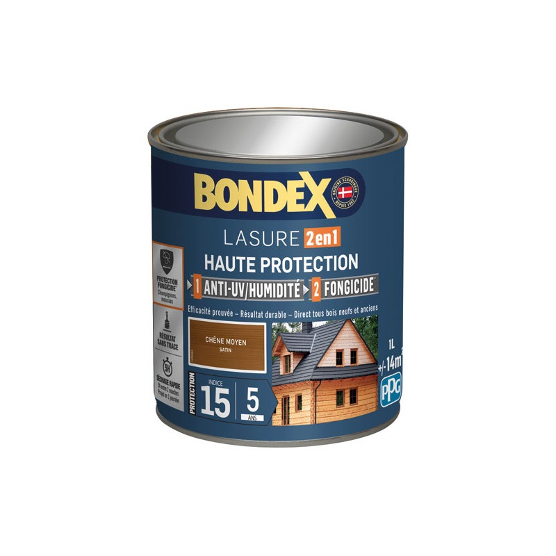 BONDEX BONDEX LASURE 2EN1 IND 15 5ANS 1L CH.M BONDEX - 439096