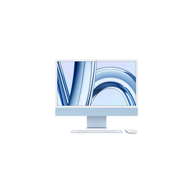 Apple iMac 24" écran rétina 4,5K 256 Go SSD 8 Go RAM Puce M3 CPU 8 cœurs GPU 8 cœurs Bleu Nouveau