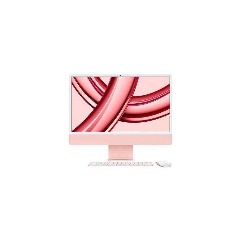 Apple iMac 24" écran rétina 4,5K 256 Go SSD 8 Go RAM Puce M3 CPU 8 cœurs GPU 10 cœurs Rose Nouveau