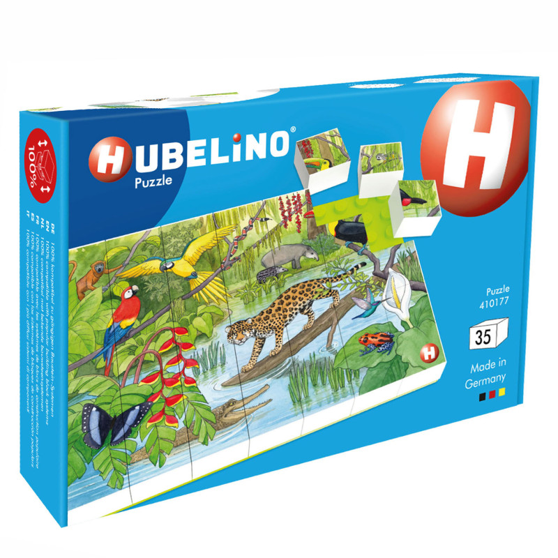 Hubelino Block Puzzle Wild Animals in the Tropical Rainforest, 410177