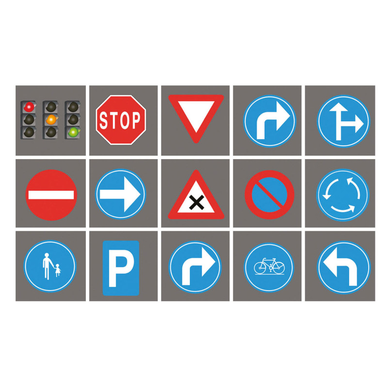 Achoka - Traffic Signs Tiles Play Mat, 15pcs. 11399-E6