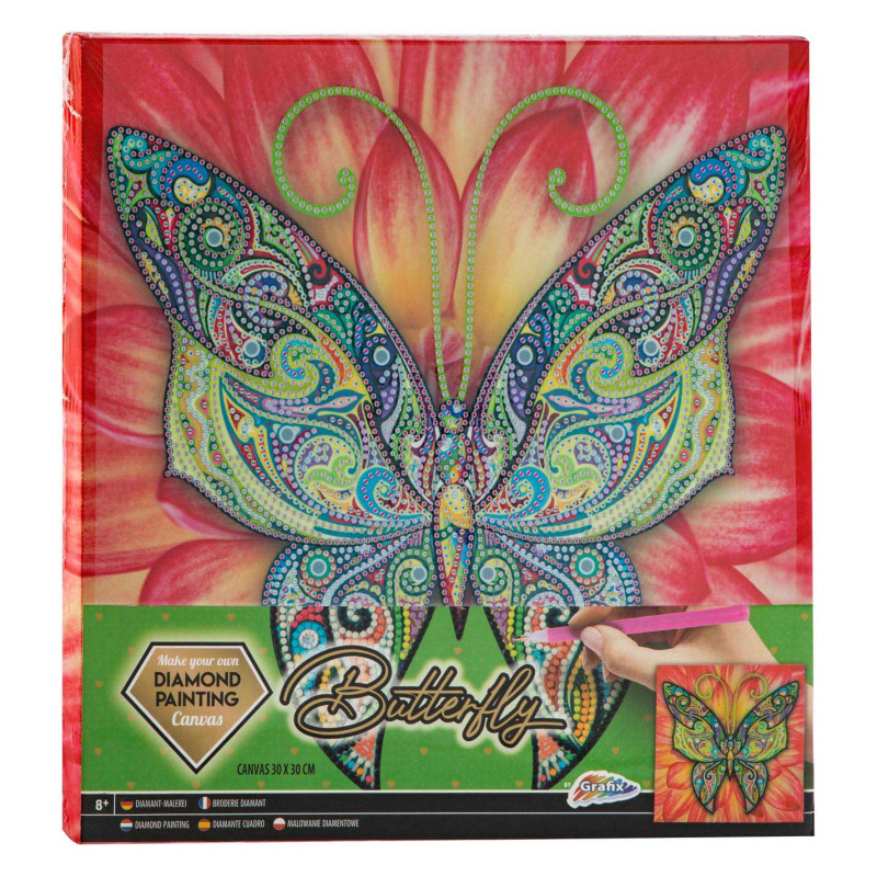 Grafix - Canvas Diamond Painting Butterfly, 30x30cm 260009