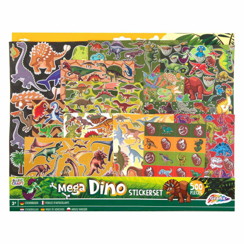 Grafix - Mega Sticker Set Dinosaur, 500pcs. 100081