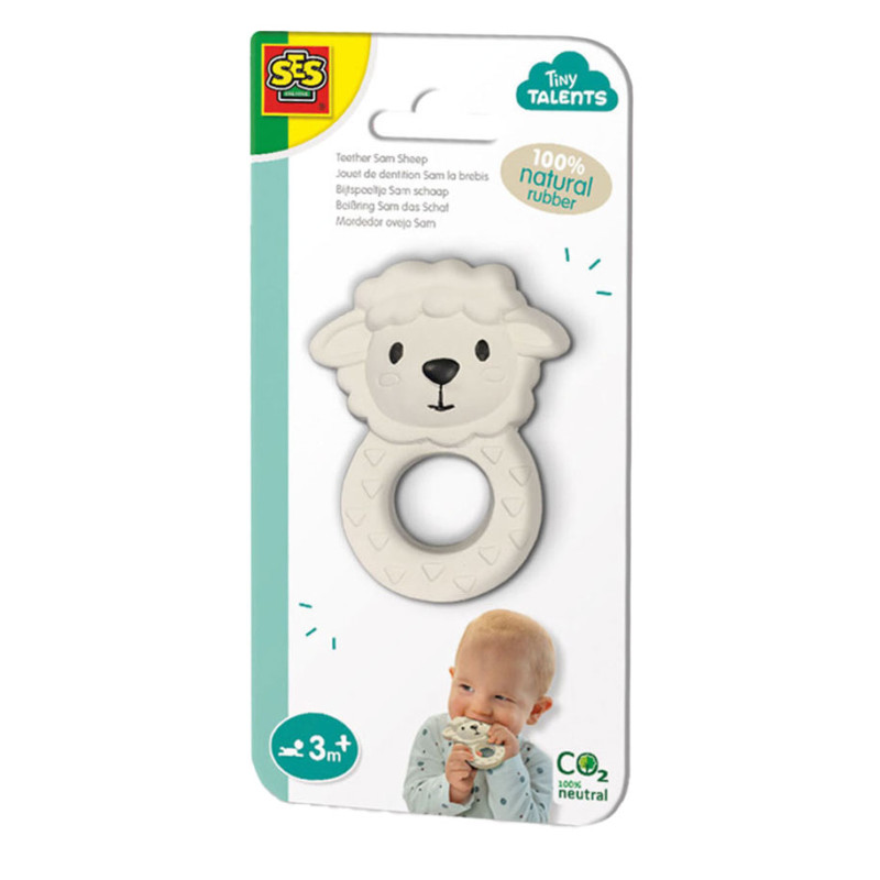 SES Tiny Talents Teething Toy Sam Sheep - 100% Natural Rubber 13164