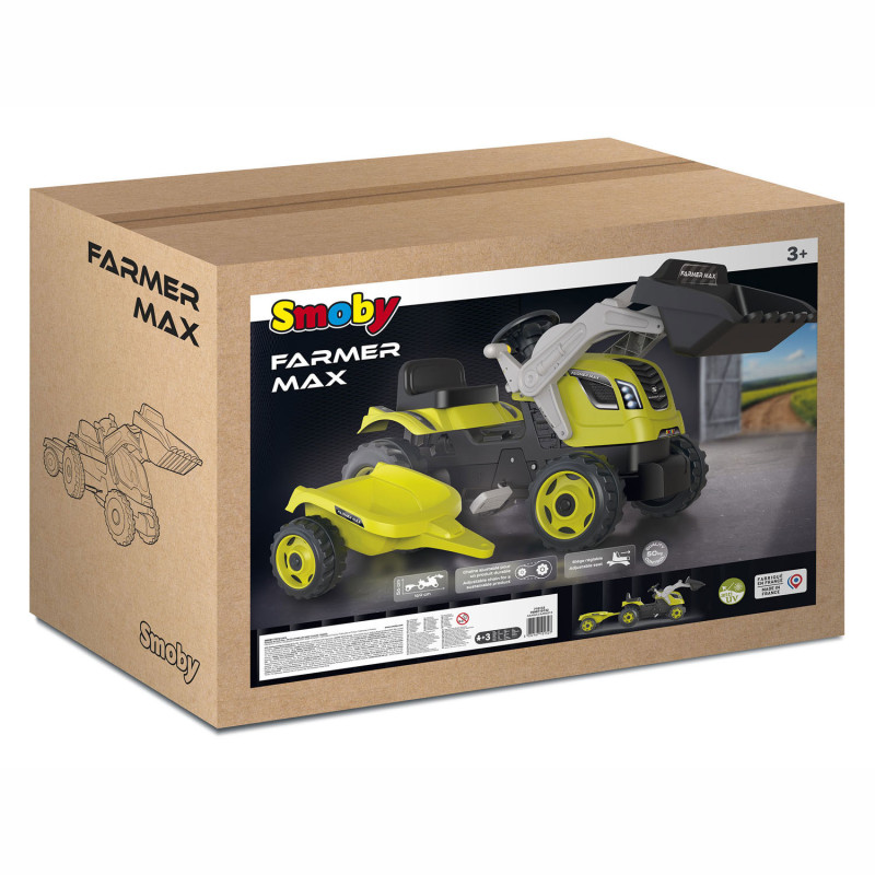 Smoby Tracteur Farmer Max + Remorque 710132