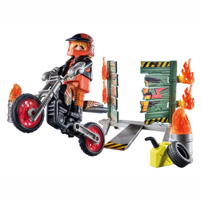 Playmobil Starterpack Stunt Show Motor with Fire Wall - 71256 71256