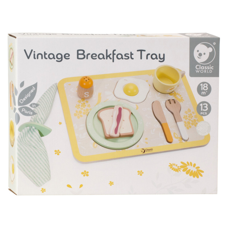Classic World Wooden Vintage Breakfast Set with Tray, 13 pcs. 50575