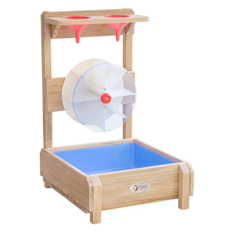 Classic World Wooden Water Table with Funnels and Water Mill 70087