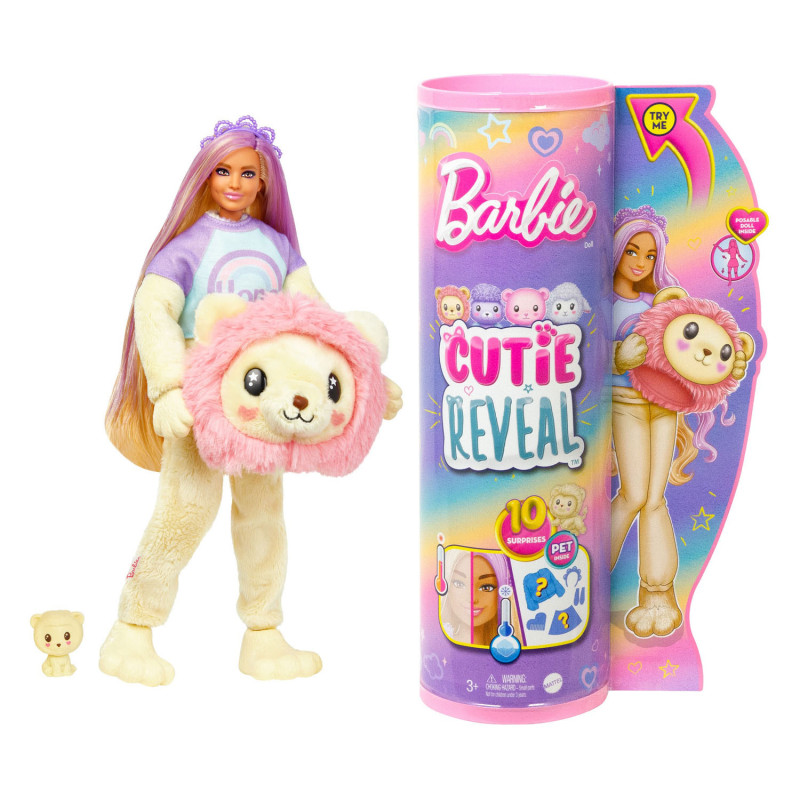 Mattel - Cutie Reveal Barbie Doll Cozy Cute Tees Series - Lion HKR06