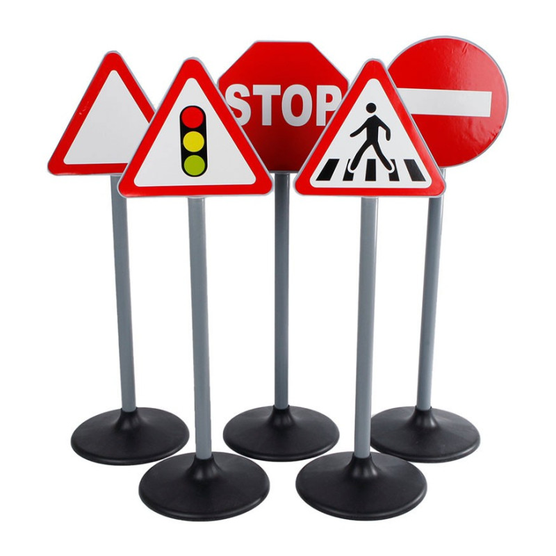 Kids Globe Maxi 5 Traffic Signs Double Sided 10 Stickers 600119