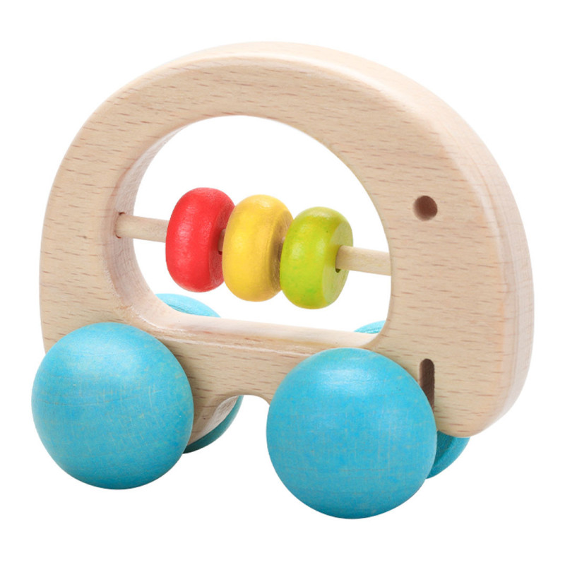 Classic World Wooden Rattle Elephant with Wheels 3052