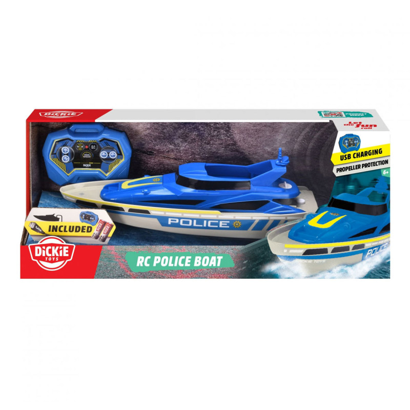Dickie RC Steerable Police Boat RTR 201107003